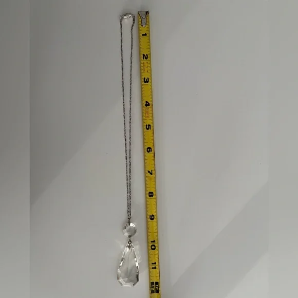 Antique Crystal Pendant on Silver Necklace - Picture 4 of 5